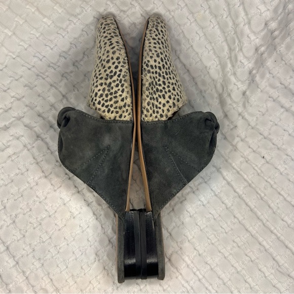 Caslon Women’s Bow Slip-On Mules Size 7M Suede & Animal Print Pointed Toe Flats - Picture 4 of 7